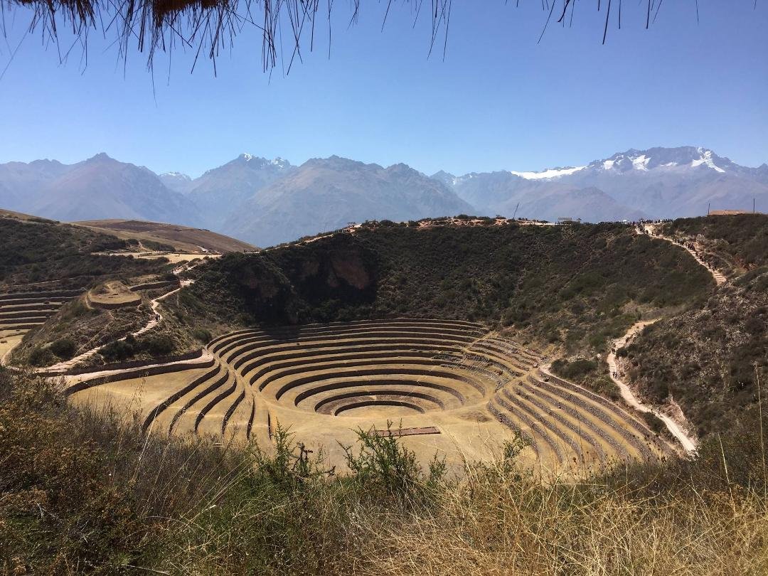 Near Maras is Moray, and ancient Inca site. One thing that our tour guide Johan Yepez noted is that it has been determined that the actual depressions, three total, were caused by a meteor impact. The Inca engineers built a