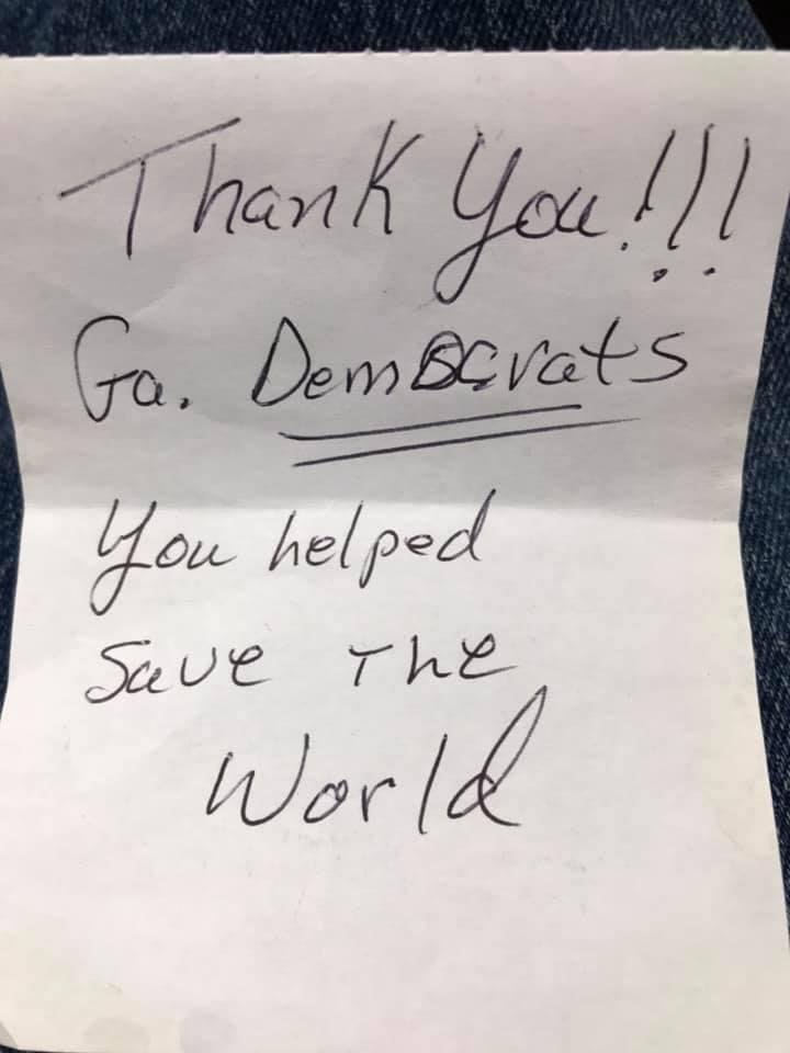 I live in serious Trump Country —the Trump HQ was actually putting MORE CRAP UP today—cmon it’s OVER...
BUT—today I came out of Walmart to find a note on my windshield—I have a Biden sticker and since Va DMV is way behind,