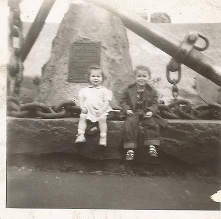 Me and my late sis Barb-at City Park Battleship Maine anchor. about 1949-50.