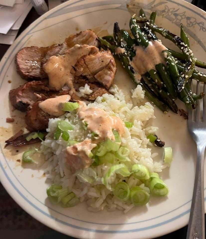 Pork, rice & green beans
