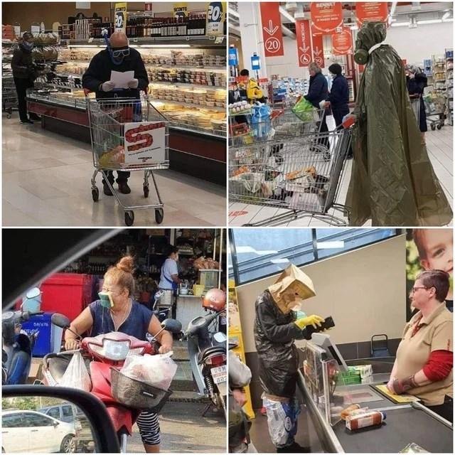 I am thinking about the brown paper sack. Then again, maybe the cape and gas mask.