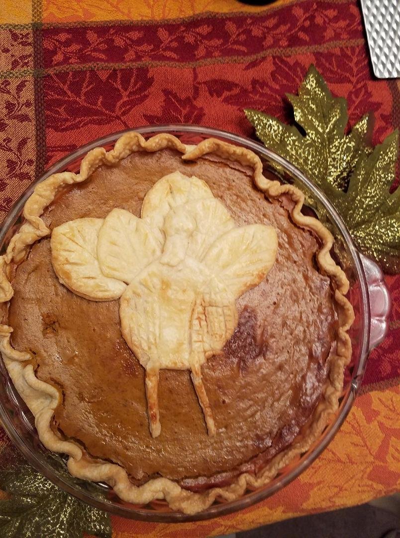 Hannah's first pumpkin pie...