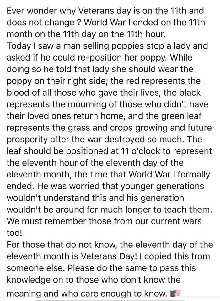 Happy Veterans Day. Awesome info about Veterans Day for the brain to file