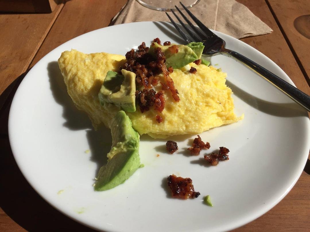 Enjoying my crab omelet