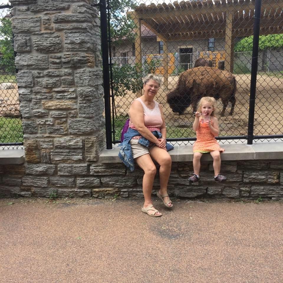 Grandpa and granddaughter Ellie at the zoo but that's grandma and where you put post