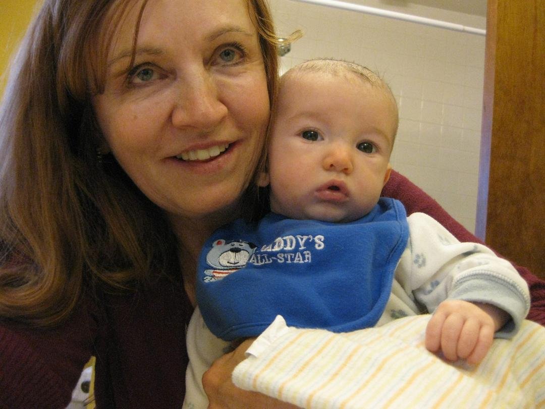 me and Gavin. Gavin loves grandma too.  I just couldn't find the bib!2015