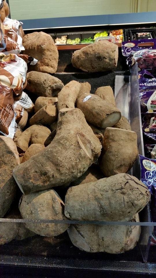 Selling firewood in the produce section.
