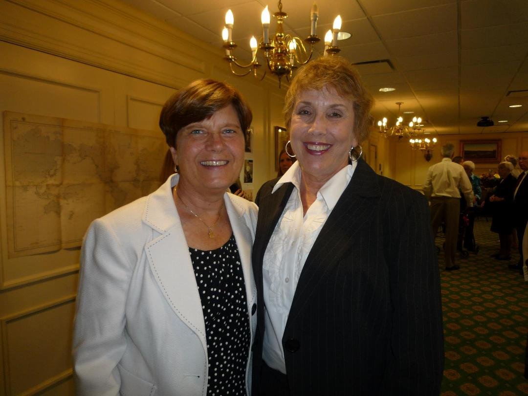 Donna Bell Zimmer and Gail Brown Chapman at The Community House for Gail's dad George Maxted's Memorial Luncheon.