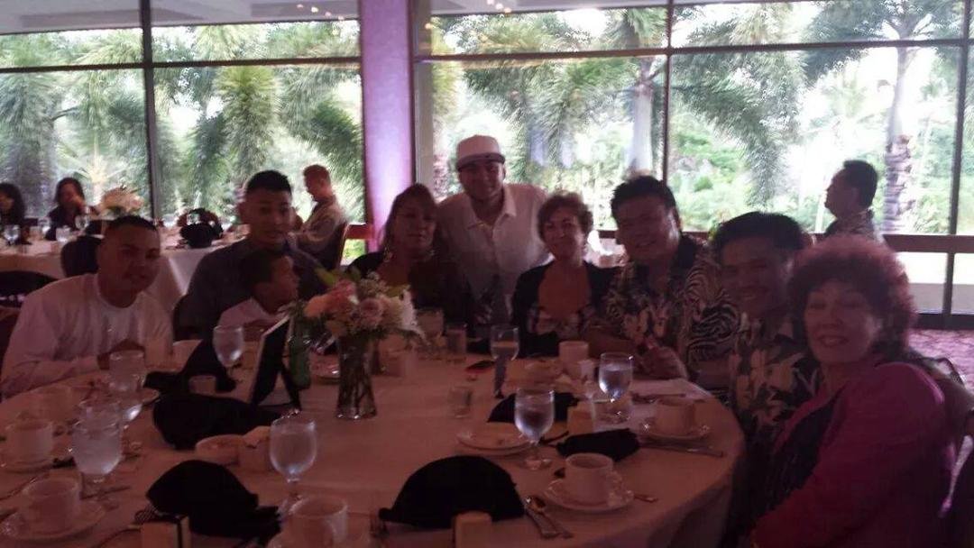 My family attending a wedding reception for cousin Lance n Stephanie Cabral as they tied the knot of life, taken at the Honolulu Country Club, was a fun great day also to see most of the Cabrals in one place.