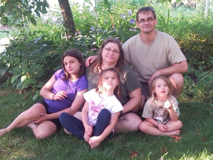 The family on the lawn.