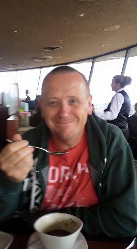 Nigel  enjoying  his  soup  and  view