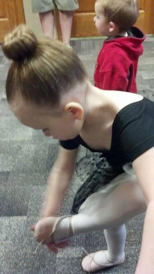 Gracie getting ready for ballet class ♥