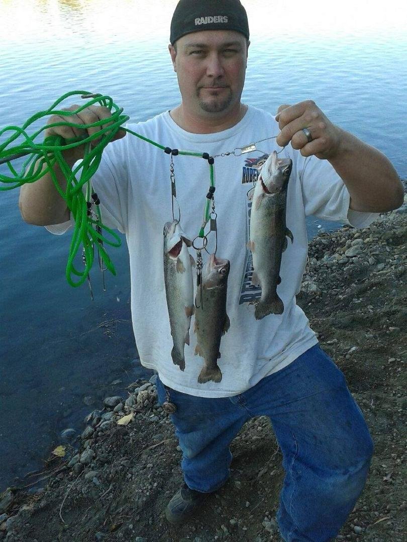 Had the day off still warm for trout season I saw 4 fish getting pulled out of lake all day 3 were mine not bad to go home king of lake for the day