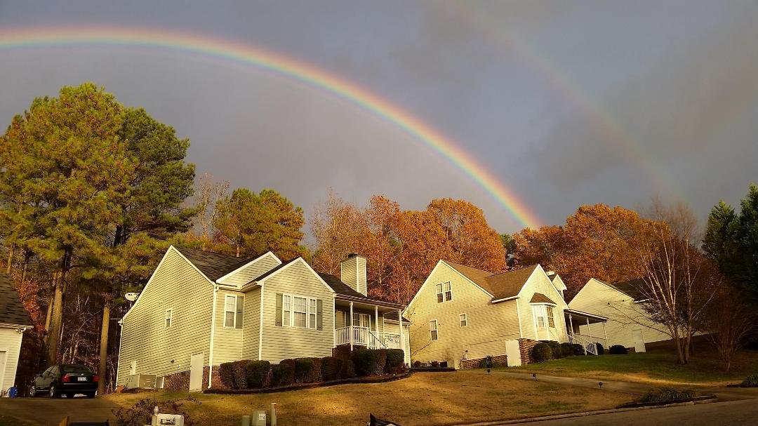 Thanksgiving double rainbow in my neighborhood.