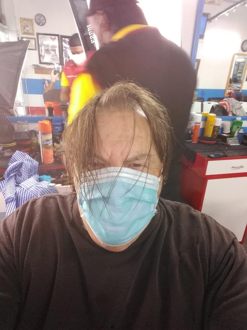 my hair was outta control so my barber is seeing people only 1 at a time in his shop and you must have a mask and gloves. a little pampering goes a long way. btw his wing span is 6.3 ft