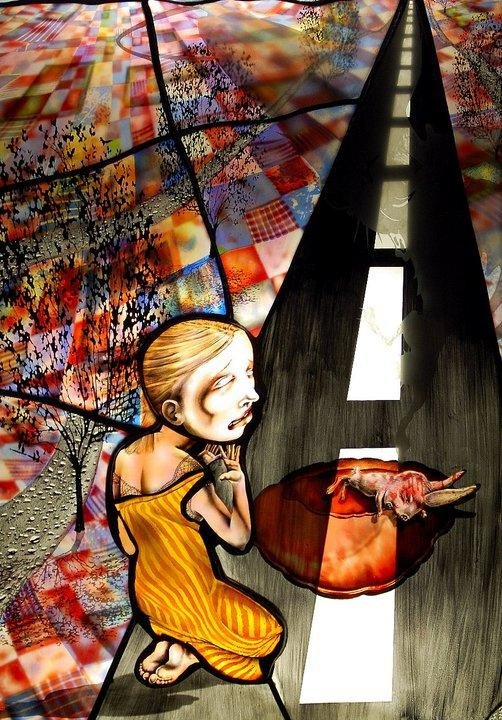 Vagabond girl from Chihouly glass exhibit at DeYoung