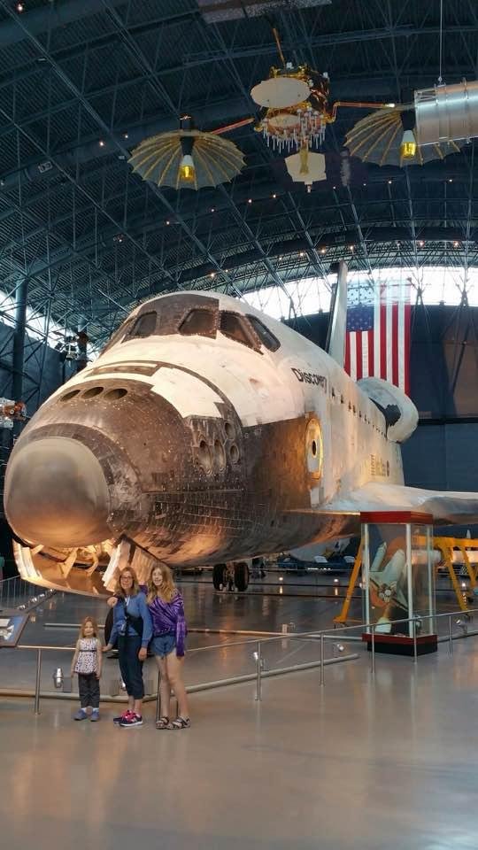 Liz, Abigail, Bella with shuttle Discovery!