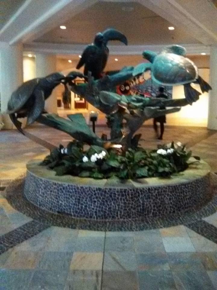 Sculpture at our hotel in Oahu Hawaii