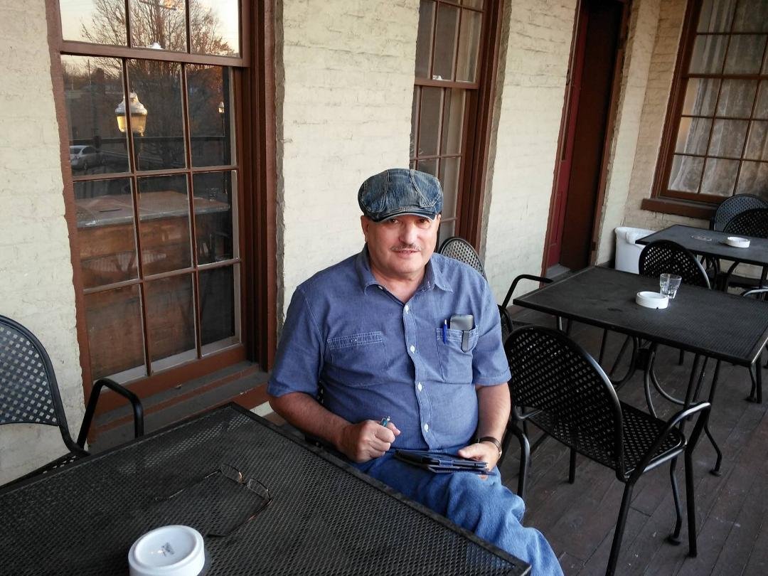 Taking it easy on the balcony of Old Talbot Inn, Bardstown, ky. Had been touring Makers Mark Distillery that day. The tasting was great. We headed to Heaven Hill Distillery the next day, and the Limestone Distillery in Leba