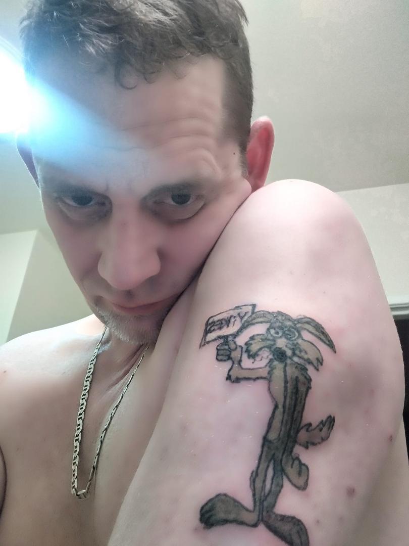 Look who got a tattoo!! It's that' wild old coyotes.... yikes! ... Thank you Localla Baylee Field it looks really good Doll