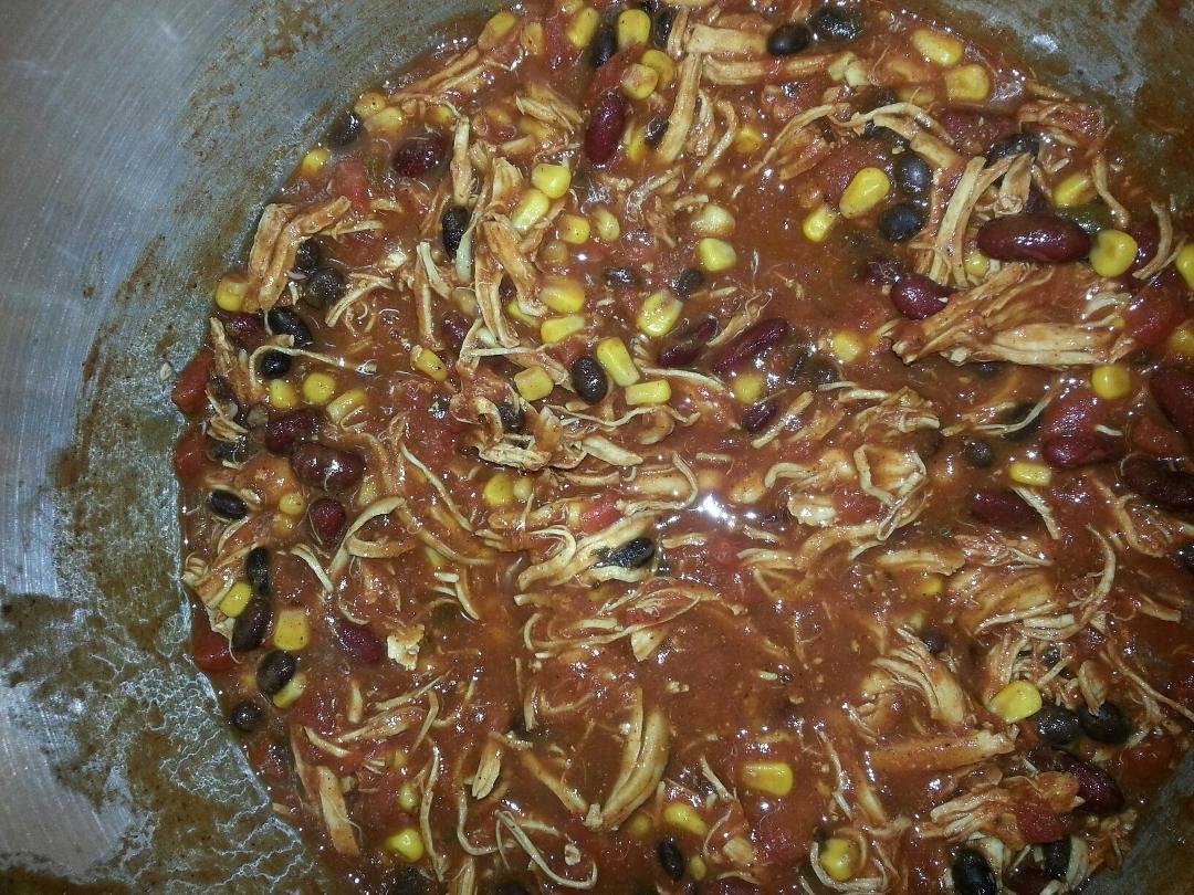 Just made new Pinterest recipe. Mexican Chicken Chili with my own spin added to it. I ate my serving as a dip with tortilla chips, my grand daughter ate it as a taco. Its so good, lots of protein so its healthy too. But t