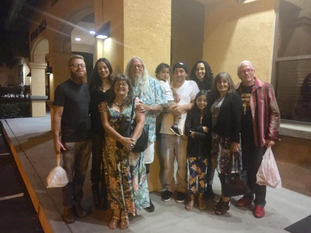 Our California family! On the left is my youngest son Montana standing with his girlfriend Tina! With Nancy and I standing next to them. Then the Worley family Max our Great Nephew being held by our Nephew Matt with his Fia