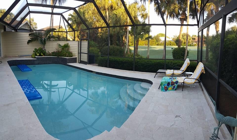 Having morning coffee by our new pool and feeling grateful to those who we remember today.