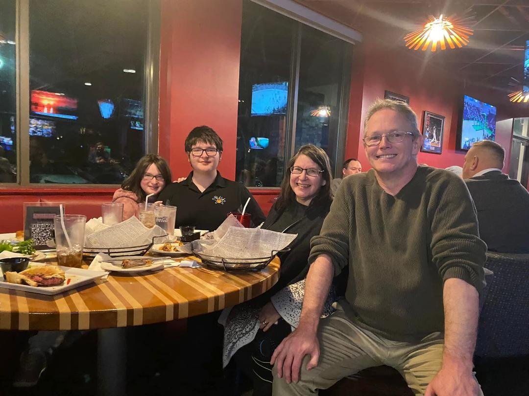 Dinner with Shane K Zwiebel’s wife and kids. They are well and happy.