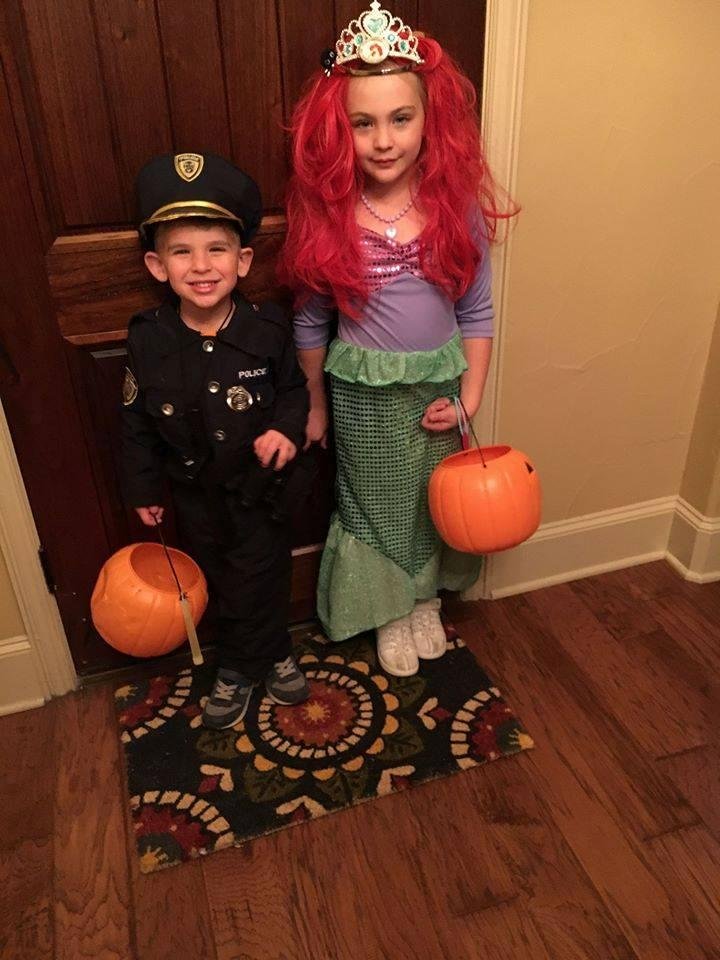 My grandkids Halloween 2017. Policeman and Ariel. They grow up too quickly!