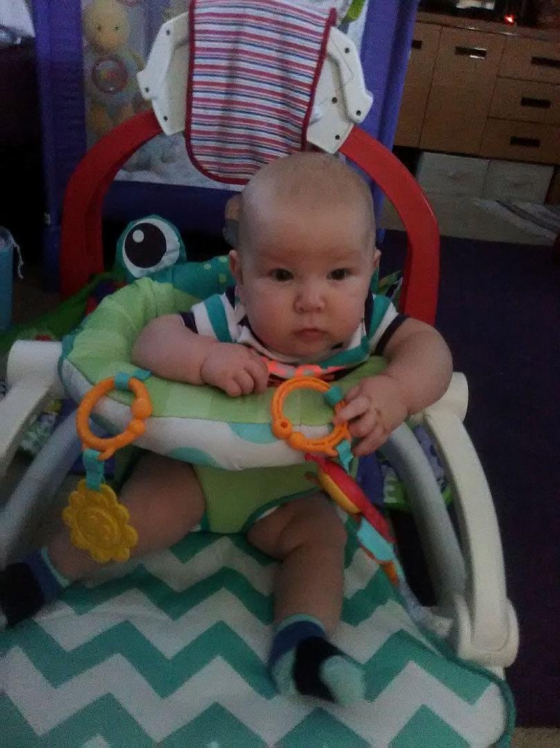 What a big boy, sitting up.