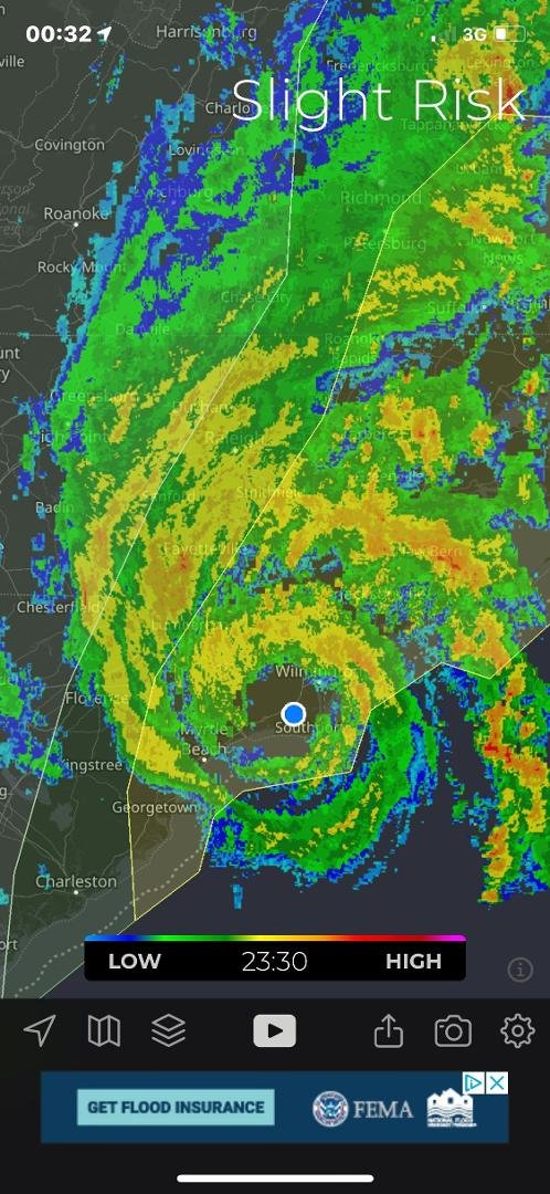 We made it through Isaias without damage. FYI: we are the blue dot and this was a little after midnight last night.