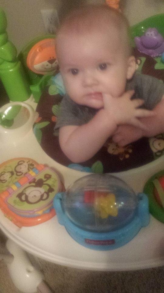 This is my newest great grandson Beckham James Reid. Almost 6 months old and adorable.