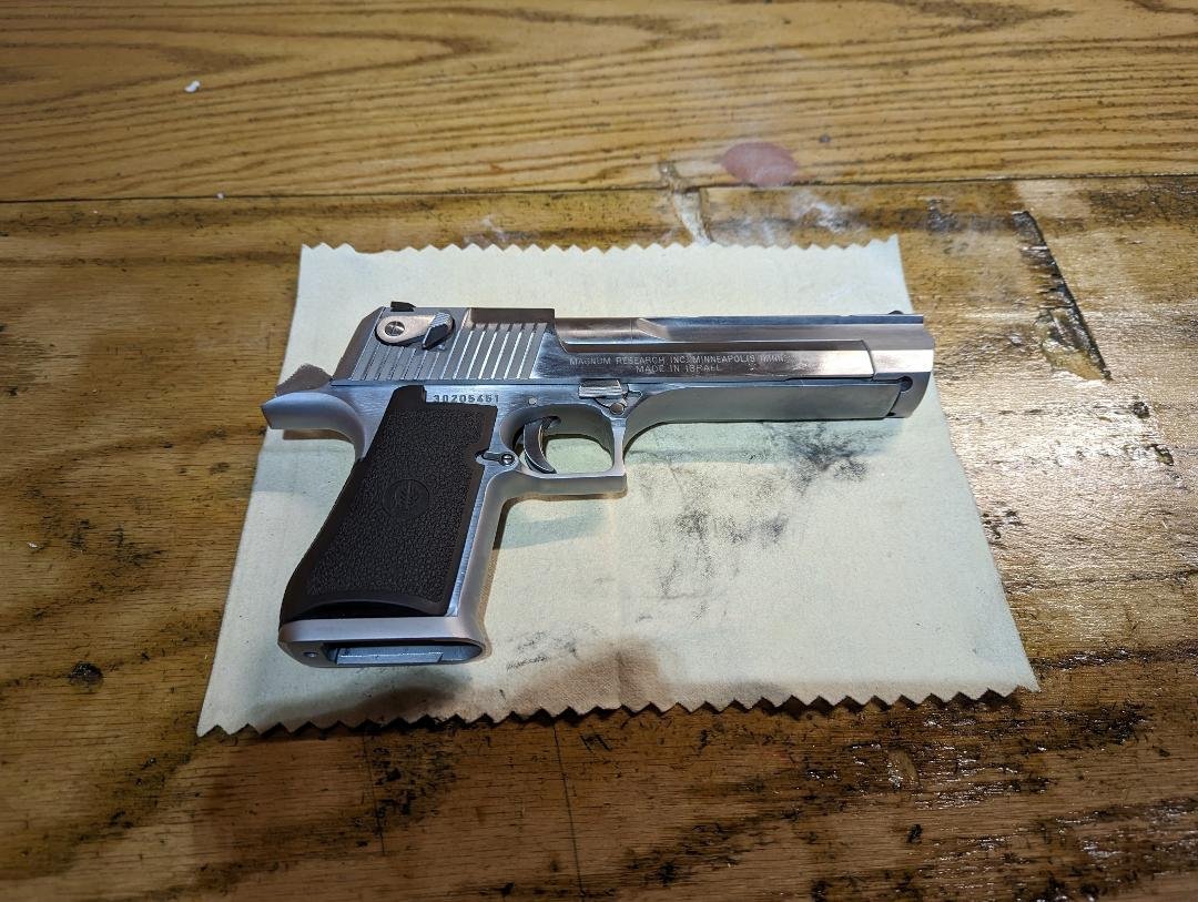 For those moments when finesse and other subtleties are not required to get one's point across! Accurate, but despite its mass, in .50 AE caliber, it kicks like a mule on steroids.