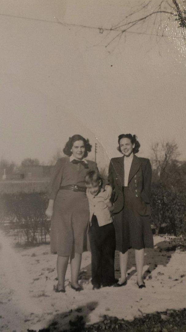 My mother, on the right, my aunt Louise on the left, and little old me in the middle. Circa 1948-49.