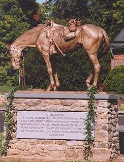 The inscription on the stature on the grounds of The National Sporting Library and Museum in Middleburg, Virginia suggests one and one-half million horses (and mules) died during the Civil War (both Confederate and Federal)