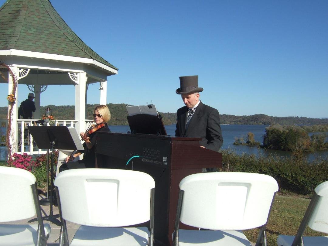 Me playing the piano at Alyssa and Andrew Murray's wedding on Saturday October 15 at Whitestone Country Inn, Kingston TN.  The violinist is Betsy Castleberry from Knoxville.