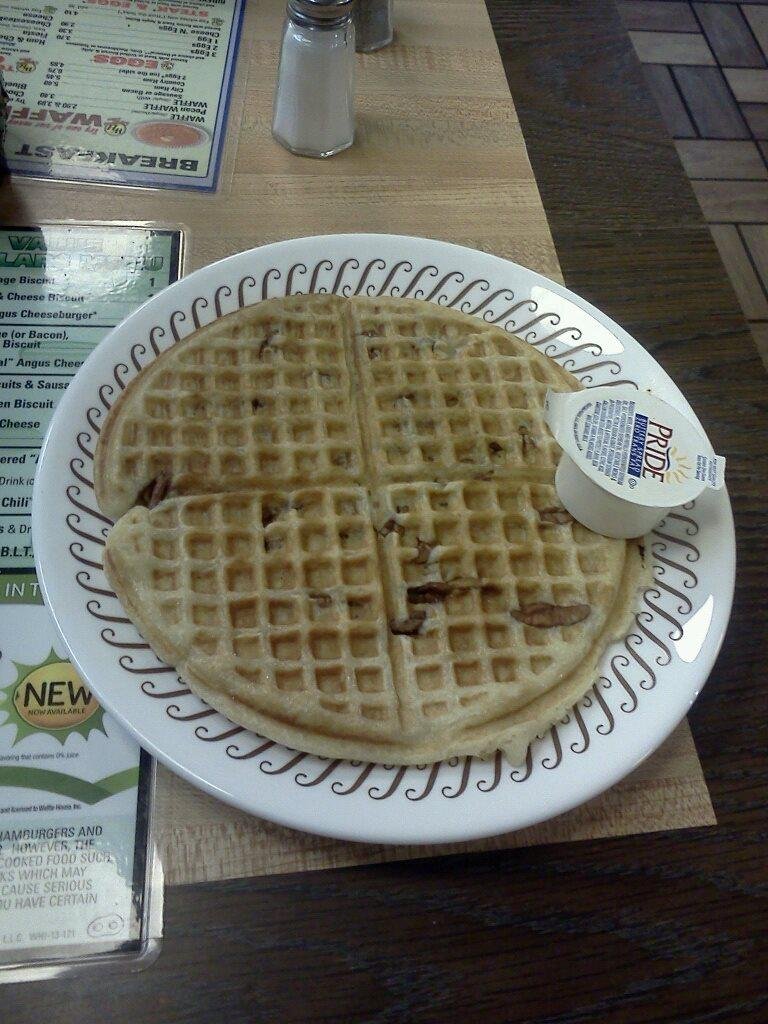 Pecan waffle from Waffle House in honor of my Mom for Mother's Day, they were always her favorite.
