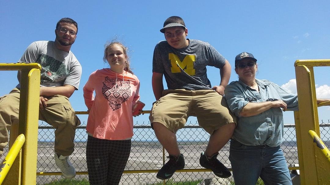 In roger city at rock quarry with my grandkids
