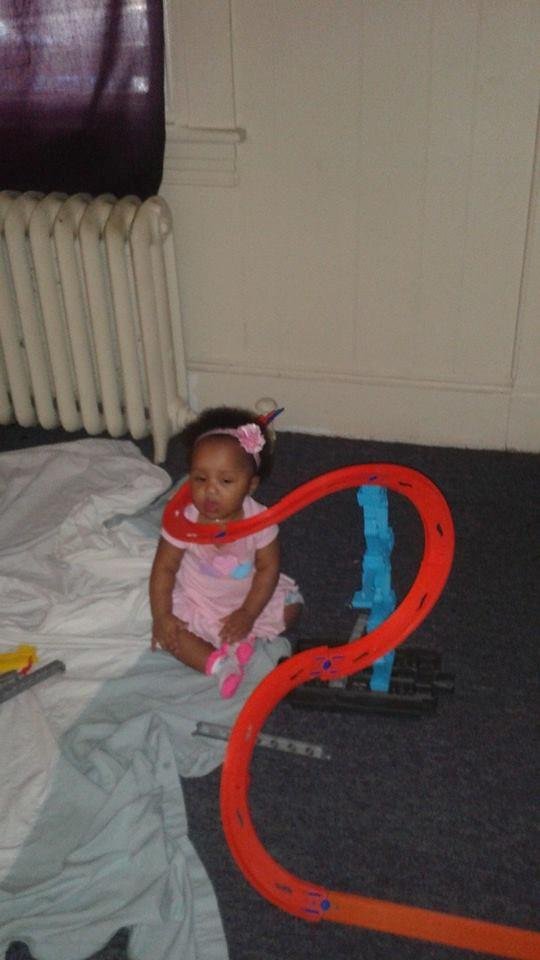 Baby got stuck in a race track