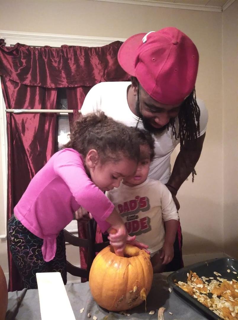 Carving pumpkins wit my fam.