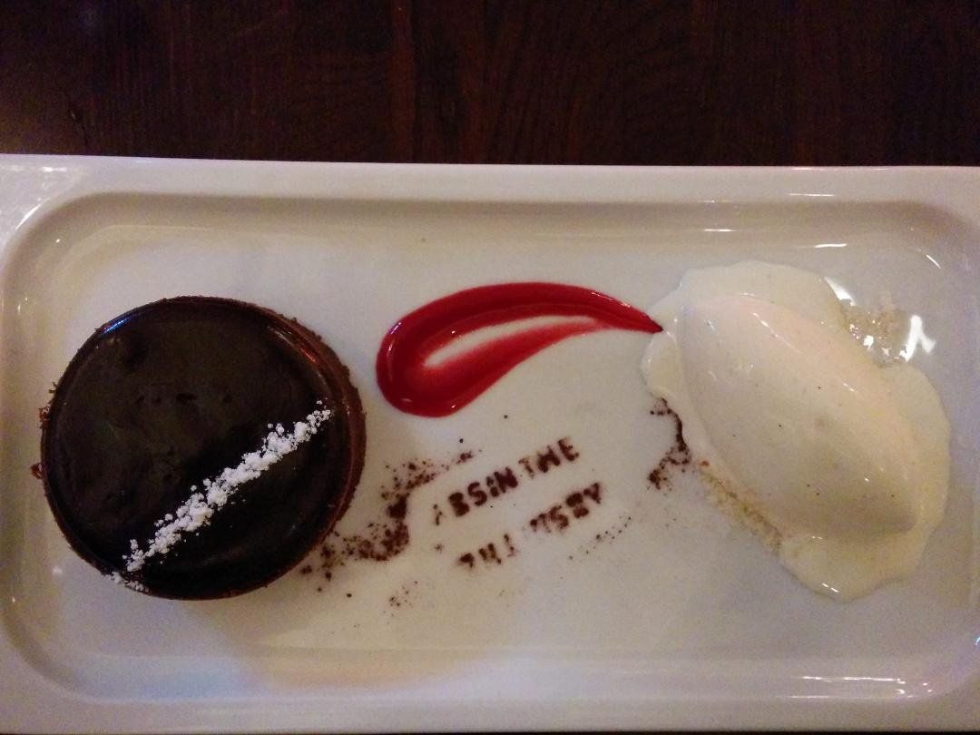 Chocolate lava cake @ the Absinthe Bistro.