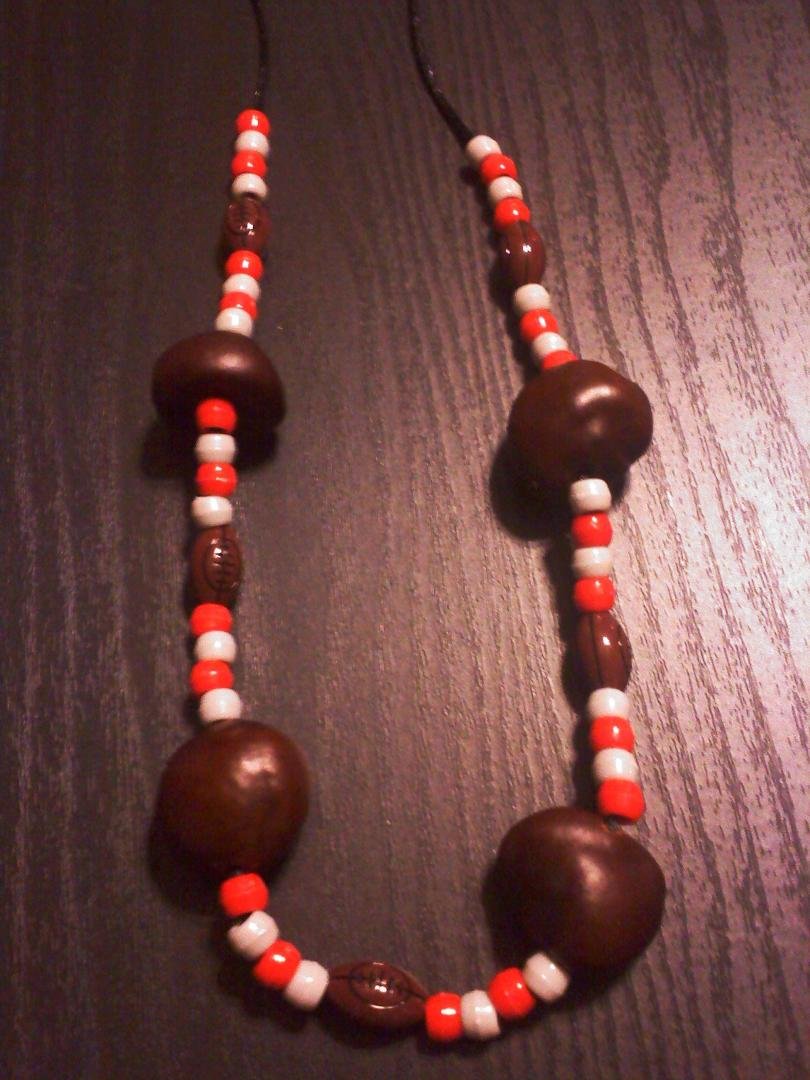 I have a few buckeye neckleses i made if interested in buying any let me know you can buy one for 7.00 or 2 for 12.00 it 1.50 for shipping