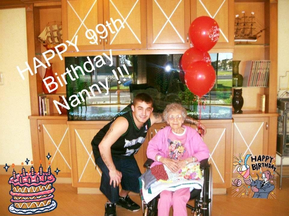 I would like to wish my Grandmother Jane Bayer a very special and a great achievement on her 99th Birthday today. I am sure glad that she is my Nanny and I wish her all the best and can't wait to celebrate more Birthdays !