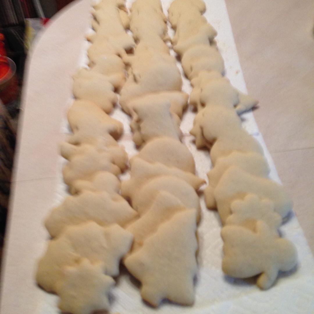 Grandma Hamiltons soft sugar cookies baked and ready to ice
