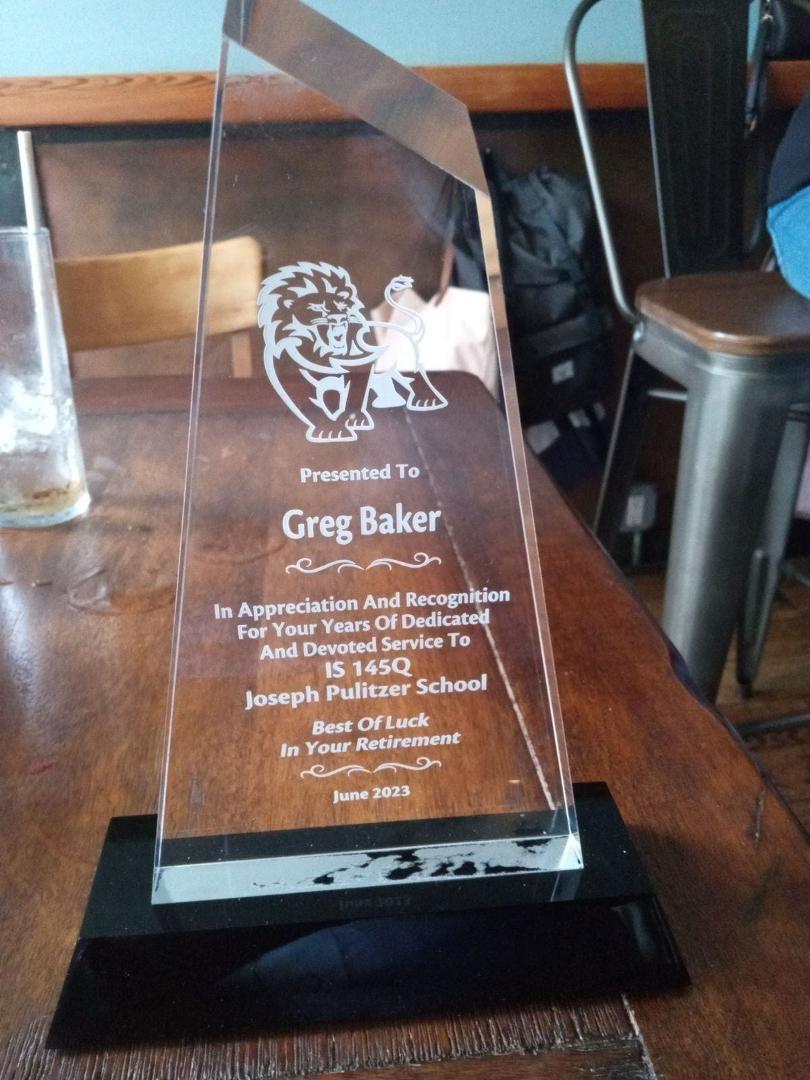 Went to The End of Year Party Today My Colleagues at Intermediate School 145Q Rewarded Me with This want to take this time to Thank My First Principal Perry Sandler for Hiring Me it's Been a Real Pleasure working with My Se