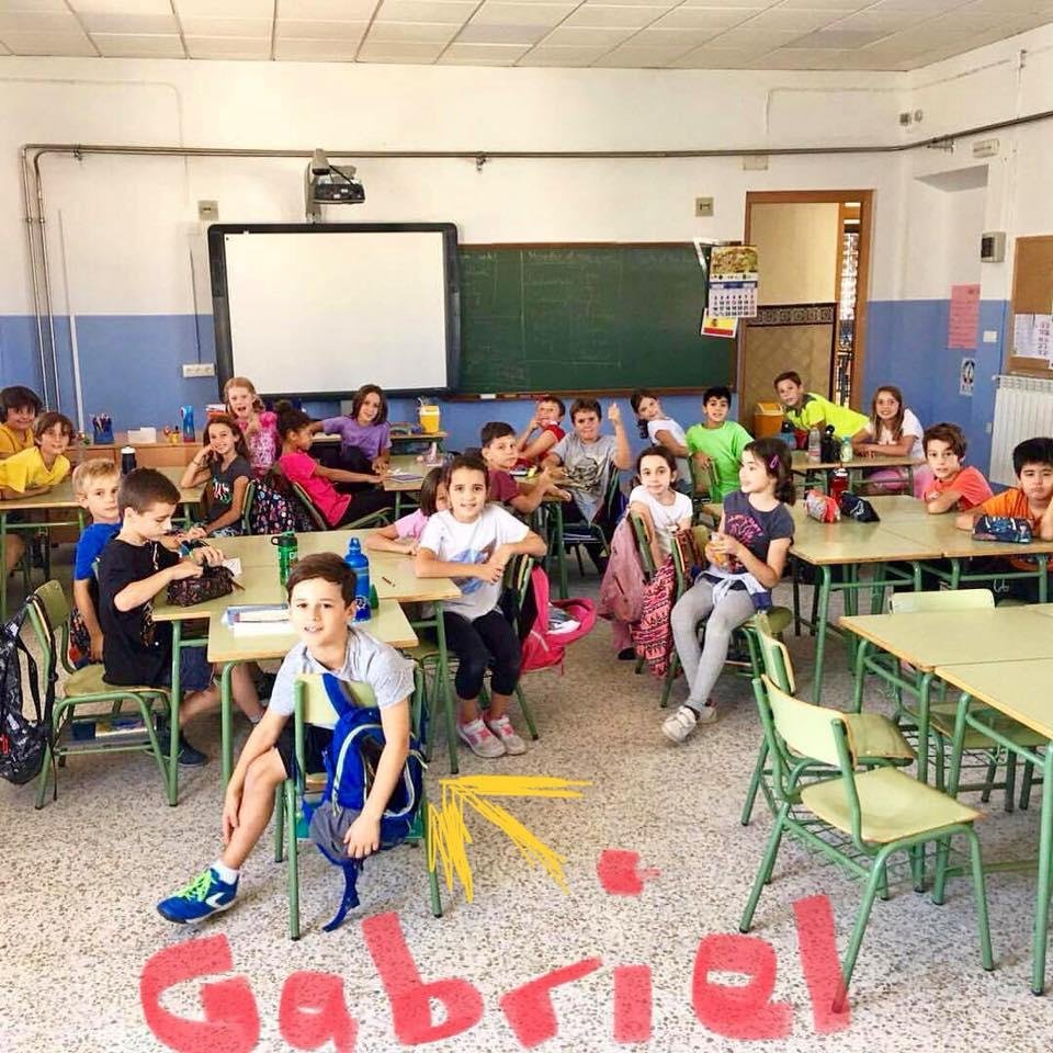 Gabriel in his new classroom. We are so proud of him and how he has adjusted.