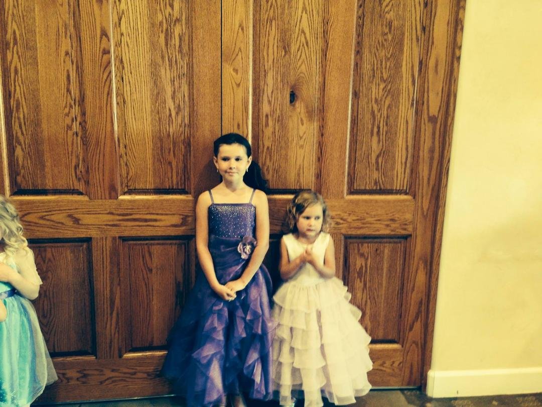 Ella and Maggie.  All dressed and ready for the Princess Academy Ball.