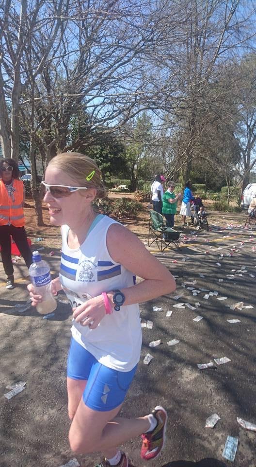 Candyce Hall 2km to go Mandela Marathon.