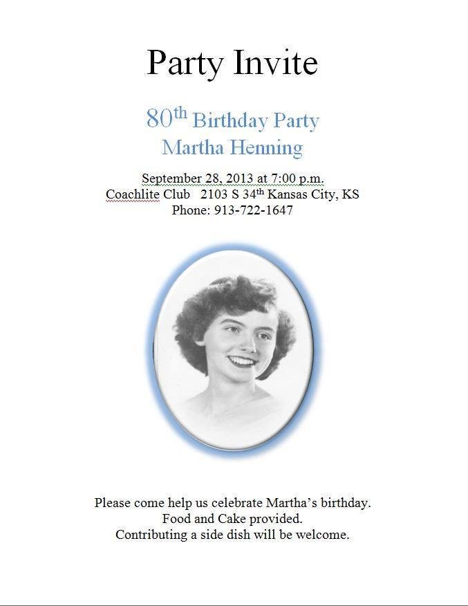 Invite for all for Mom's Birthday