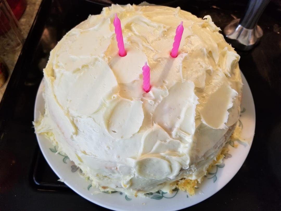 My sweet husband baked me a birthday cake. Lemon... yum.